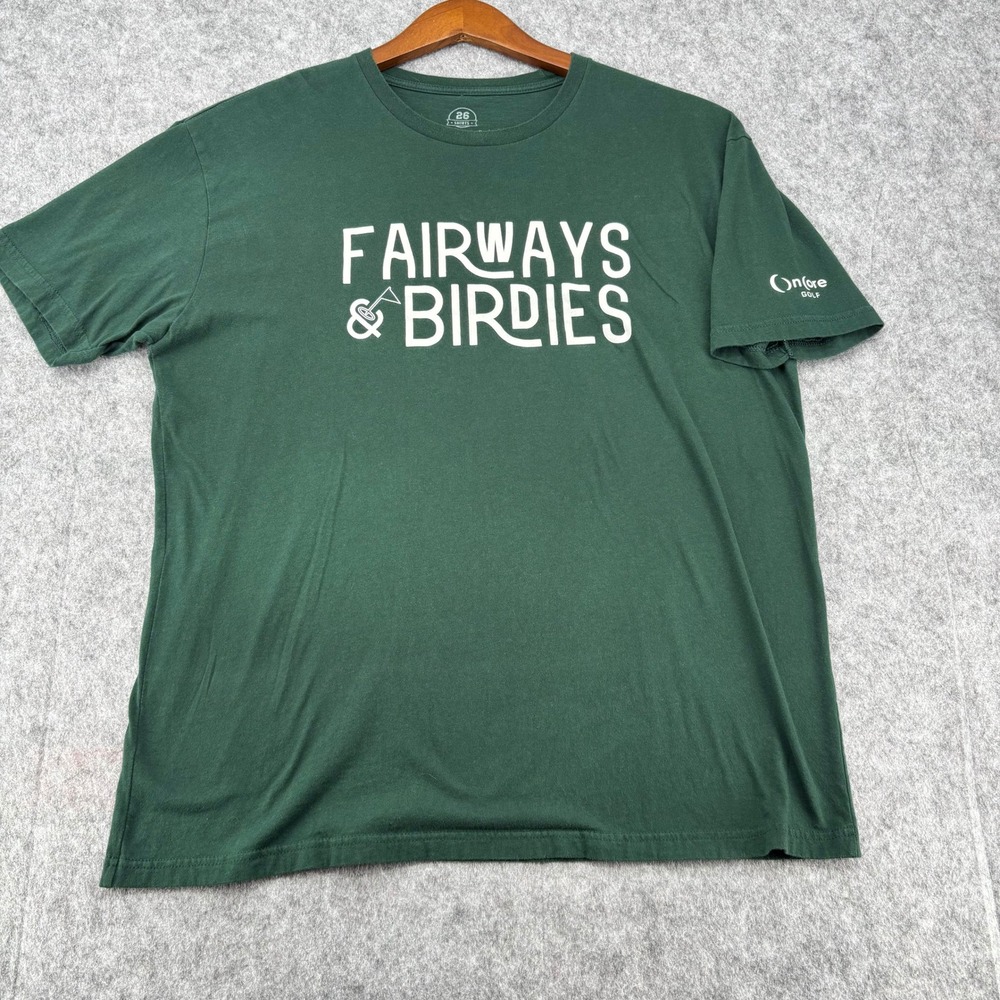 26 Shirts OnCore Golf Fairways & Birdies Graphic T-Shirt Mens XL Green Cotton